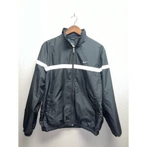Nike Track Jacket Classic Full Zip Up Black White Windbreaker Light Medium